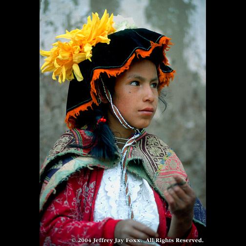 INCA GIRL WITH FLOWER